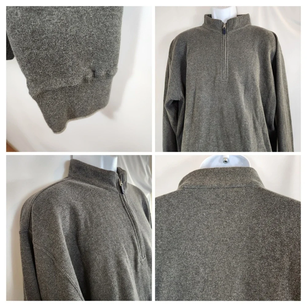 Peter Millar‎ Mens Gray 1/4 Zip Pullover Sweater Top Mens Size XL 100% Cotton